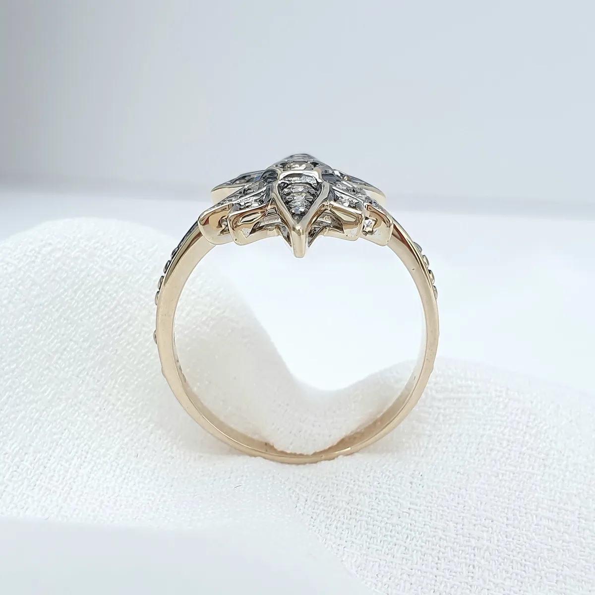 Anel Estrela De Ouro 18k 750 E Diamantes Cognac 1ct