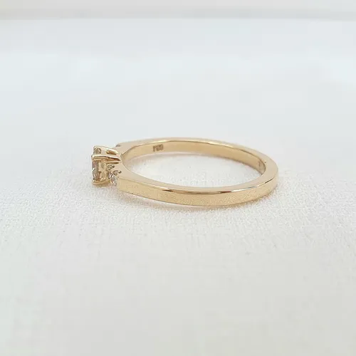 Anel Solitário De Diamantes 0,40ct De Ouro 18k 750 Amarelo 17