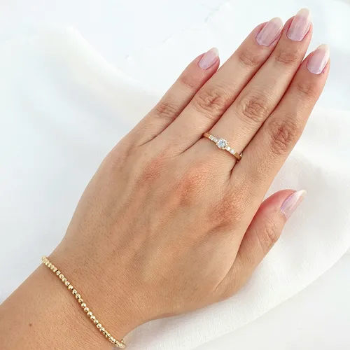 Anel Solitário De Diamantes 0,40ct De Ouro 18k 750 Amarelo 17