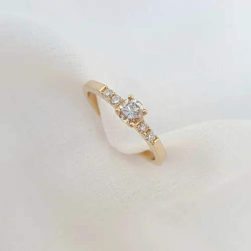 Anel Solitário De Diamantes 0,40ct De Ouro 18k 750 Amarelo 17