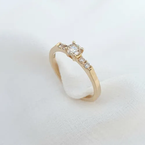 Anel Solitário De Diamantes 0,40ct De Ouro 18k 750 Amarelo 17