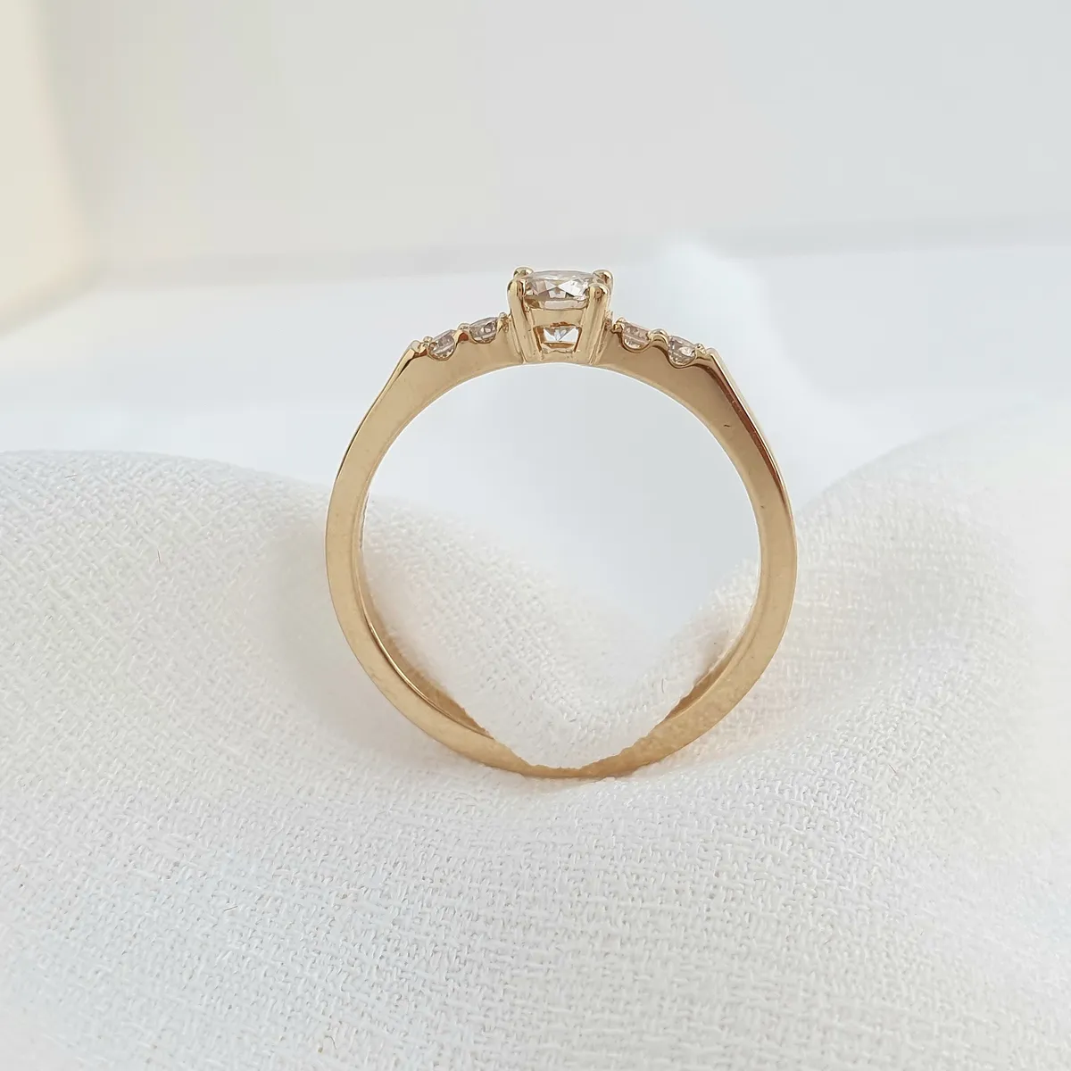 Anel Solitário De Diamantes 0,40ct De Ouro 18k 750 Amarelo 17